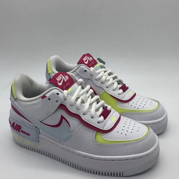 New Nike Air Force Shadow Low Pink/Yellow Women's FQ8885-100 NWOB